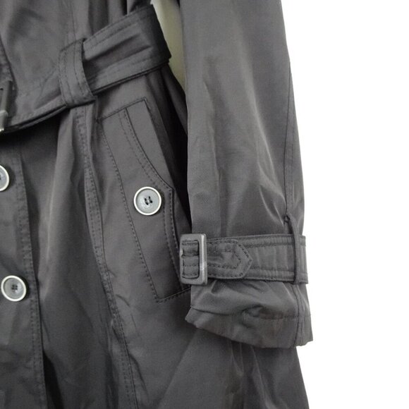 Braetan Trench Coat Jacket Women's Size L Black Belted Lined READ MEASUREMENTS - Picture 4 of 12